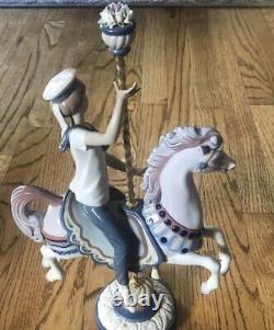 Lladro Boy on Carousel Horse Porcelain Figurine 1470 Jose Puche Damaged