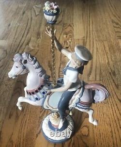 Lladro Boy on Carousel Horse Porcelain Figurine 1470 Jose Puche Damaged