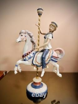 Lladró Carousel Figurine Musical Sailor Boy Horse Hand Made Spain
