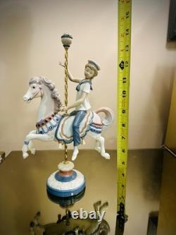 Lladró Carousel Figurine Musical Sailor Boy Horse Hand Made Spain