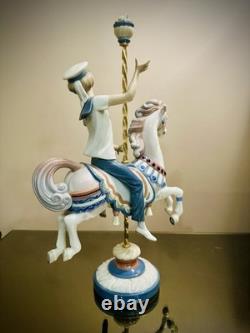 Lladró Carousel Figurine Musical Sailor Boy Horse Hand Made Spain