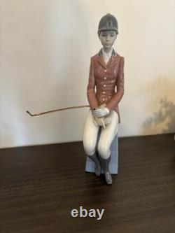Lladro Female Equestrian Figurine Horse Derby Riding Porcelain Retired Mint