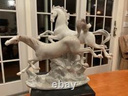 Lladro Galloping Horses Figurine Porcelain Vtg. Art Sculpture 4655 Excel Cond