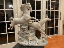 Lladro Galloping Horses Figurine Porcelain Vtg. Art Sculpture 4655 Excel Cond