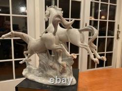 Lladro Galloping Horses Figurine Porcelain Vtg. Art Sculpture 4655 Excel Cond