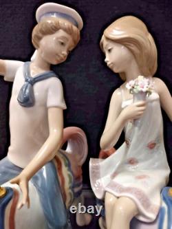 Lladro Girl 1469 & Boy 1470 Riding Carousel Horse