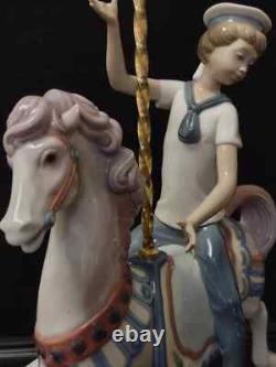 Lladro Girl 1469 & Boy 1470 Riding Carousel Horse