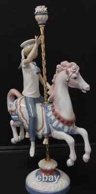 Lladro Girl 1469 & Boy 1470 Riding Carousel Horse