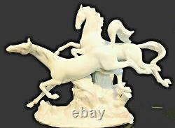 Lladro Handmade Porcelain Galloping Horses White glossy finish Figurine