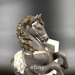 Lladro Horse Figurine Leap Black Horse Glossy Mane and Tail Dark Grey 13in