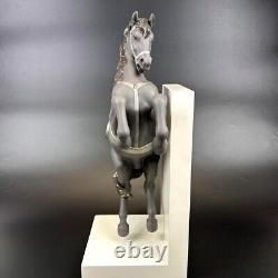 Lladro Horse Figurine Leap Black Horse Glossy Mane and Tail Dark Grey 13in
