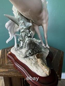 Lladro Horse Group in White Porcelain Figurine Large with Base