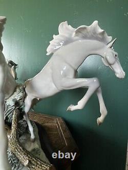 Lladro Horse Group in White Porcelain Figurine Large with Base