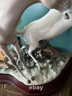 Lladro Horse Group in White Porcelain Figurine Large with Base