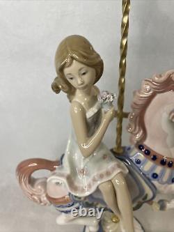 Lladro Porcelain #1469 Girl on Carousel Horse Figurine
