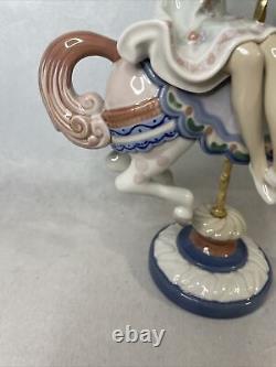 Lladro Porcelain #1469 Girl on Carousel Horse Figurine