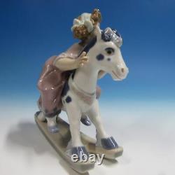 Lladro Porcelain Figure 5769 Faithful Steed Girl on Rocking Horse 7 inches