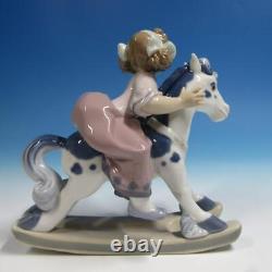 Lladro Porcelain Figure 5769 Faithful Steed Girl on Rocking Horse 7 inches