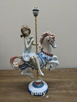 Lladro Porcelain GIRL ON CAROUSEL HORSE #1469, 15T, 3 missing petals, no box