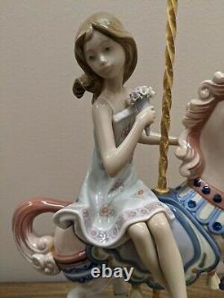 Lladro Porcelain GIRL ON CAROUSEL HORSE #1469, 15T, 3 missing petals, no box