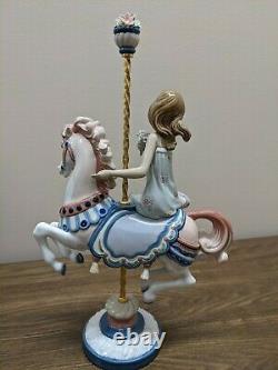 Lladro Porcelain GIRL ON CAROUSEL HORSE #1469, 15T, 3 missing petals, no box