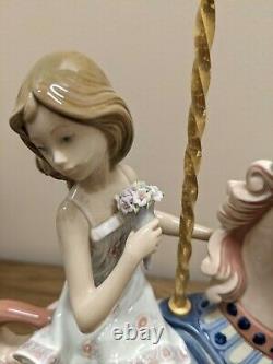 Lladro Porcelain GIRL ON CAROUSEL HORSE #1469, 15T, 3 missing petals, no box