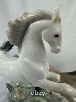 Lladro Porcelain Horses Galloping Figurine #4655 Made in Spain 12H
