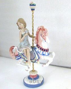 Lladro Porcelain Large Girl On Carousel Horse With Flowers Figurine #1469