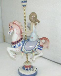 Lladro Porcelain Large Girl On Carousel Horse With Flowers Figurine #1469