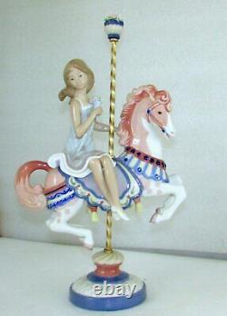 Lladro Porcelain Large Girl On Carousel Horse With Flowers Figurine #1469