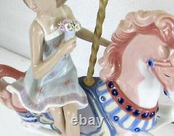 Lladro Porcelain Large Girl On Carousel Horse With Flowers Figurine #1469