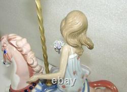 Lladro Porcelain Large Girl On Carousel Horse With Flowers Figurine #1469