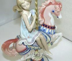 Lladro Porcelain Large Girl On Carousel Horse With Flowers Figurine #1469