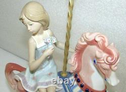Lladro Porcelain Large Girl On Carousel Horse With Flowers Figurine #1469