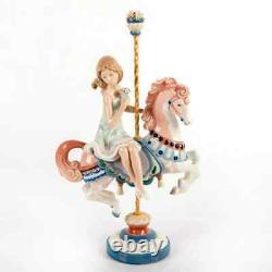 Lladro Porcelain Large Girl On Carousel Horse With Flowers Figurine #1469