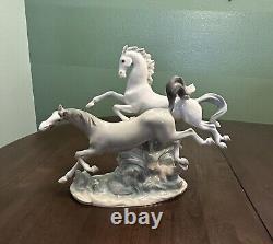 Lladro Porcelain Two Galloping Horses Figurine 4655 Glazed Finish, No Box