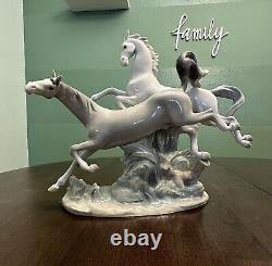 Lladro Porcelain Two Galloping Horses Figurine 4655 Glazed Finish, No Box