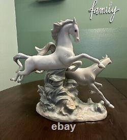 Lladro Porcelain Two Galloping Horses Figurine 4655 Glazed Finish, No Box