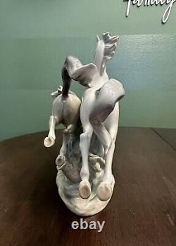 Lladro Porcelain Two Galloping Horses Figurine 4655 Glazed Finish, No Box