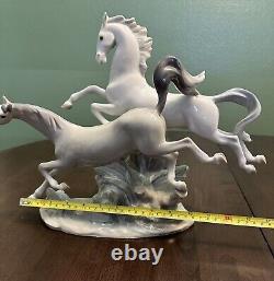 Lladro Porcelain Two Galloping Horses Figurine 4655 Glazed Finish, No Box