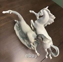 Lladro Porcelain Two Galloping Horses Figurine 4655 Glazed Finish, No Box