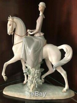 Lladro Porcelain Woman On Horse Figurine # 4516-excellent Condition