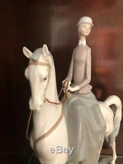 Lladro Porcelain Woman On Horse Figurine # 4516-excellent Condition