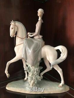 Lladro Porcelain Woman On Horse Figurine # 4516-excellent Condition