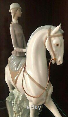 Lladro Porcelain Woman On Horse Figurine # 4516-excellent Condition