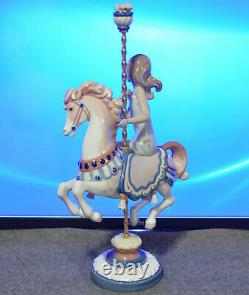 Lladro Retired Figurine Girl On Carousel Horse Some Pole Flowers Missing