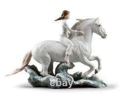 Lladro Riding Her Horse on Seashore Figurine Matte White 01009371