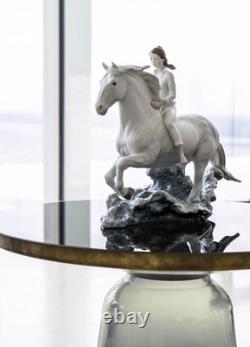 Lladro Riding Her Horse on Seashore Figurine Matte White 01009371