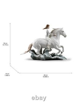 Lladro Riding Her Horse on Seashore Figurine Matte White 01009371