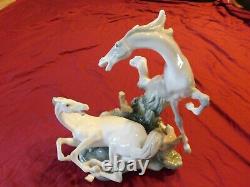 Lladro Two Horses #4516 Immaculate Perfect Condition Free Insured Shipping